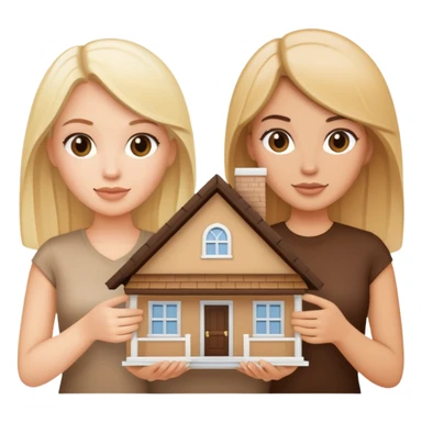 Draw 3 women one blonde two brunettes holding a home title sticker