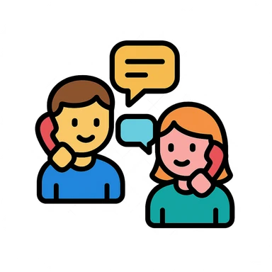 Two people communicating by phone as message not as phone call sticker