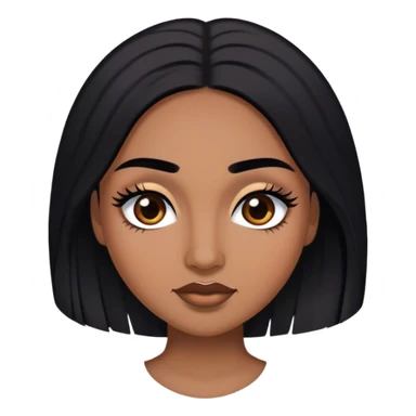 Woman with medium brown skin, medium arched dark brown eyebrows, full lashes,and long black hair sticker
