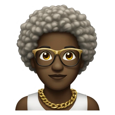 African American meaning with afro, black & gold immediately glasses and  gold chain sticker