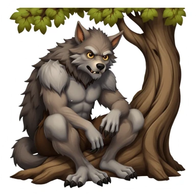 Werewolf sitting by a tree sad  looking into the abyss ￼￼ sticker
