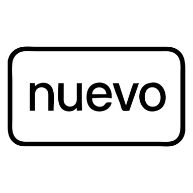 rectangular label with the word 'nuevo', minimalist style, black outline only, no fill, no shadow sticker