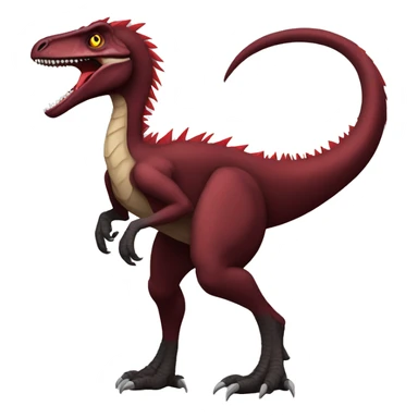 Cool edgy handsome Maroon-colored velociraptor with red spiky mane full body sticker