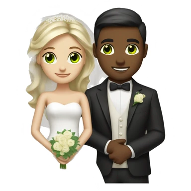 Blonde bride green eyes dark brown groom brown eyes sticker