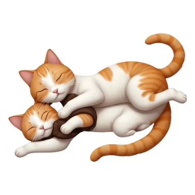 ginger and white small cat eyes closed lying down upside down with paws stretched out in different directions sticker