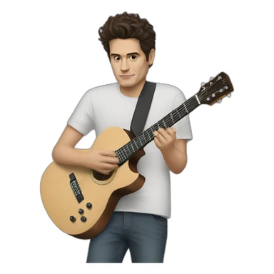 John mayer with his guitar sticker