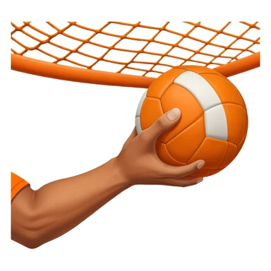 A close-up of a hand gripping a handball, with the goalposts visible in the background. The focus is on the texture of the ball and the strength of the grip, with the goal net slightly blurred to emphasize the anticipation of the throw. sticker