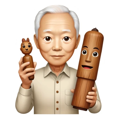 lee kuan yew holding a phallic totem sticker