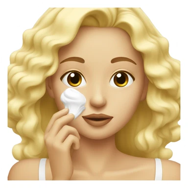 blonde girl applying cream on her face sticker