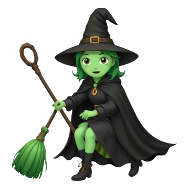 witch riding a broom sticker