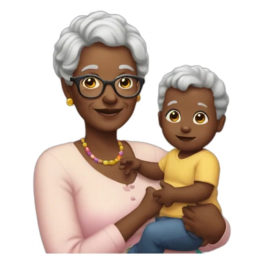 grandma holding black baby with rainbow hair sticker
