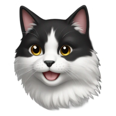 very furry black and white cat sticker