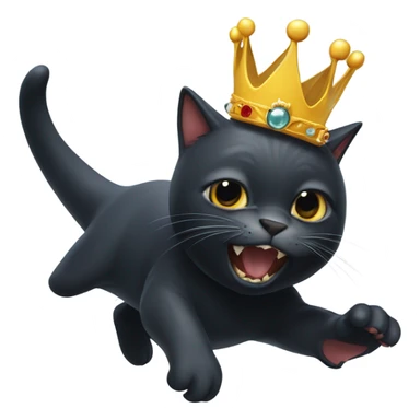 Black cat in a crown punching a shark sticker
