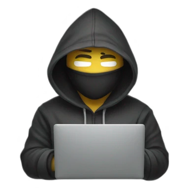 hacker with hoodie and computer sticker