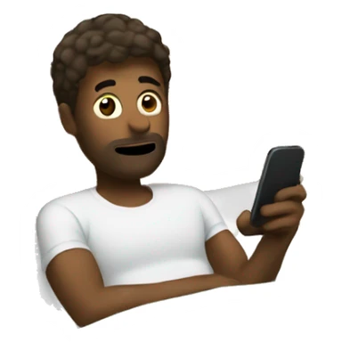 guy laying in bed on phone sticker