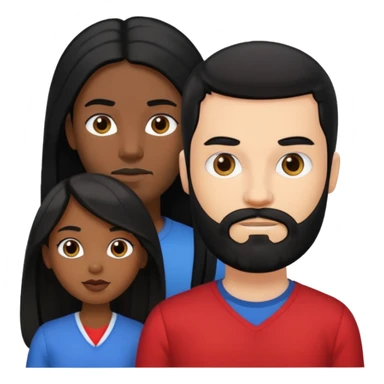 White man with black hair and black beard standing next to a black girl with long black hair sticker