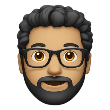 man with square glasses, beard, black hair sticker