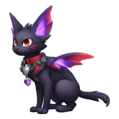 Kawaii cool edgy beautiful elegant black red purple fantasy nargacuga-noivern-cat-Fakemon collar harness full body sticker