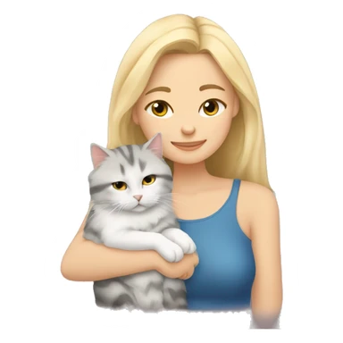 Blonde girl snuggling a Siberian cat  sticker