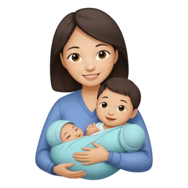 A Chinese mother with her newborn. sticker