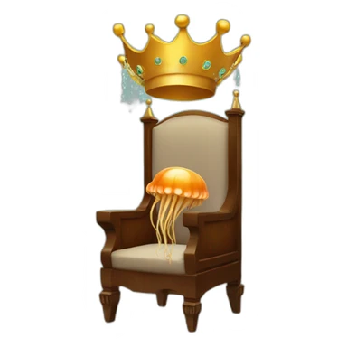 brown jellyfish sitting on throne with crown money sticker