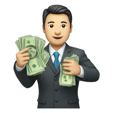 kazakh businessman with money in hands sticker