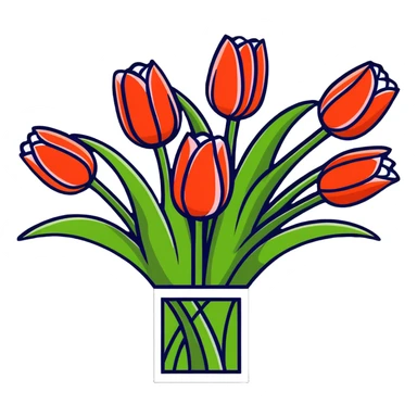 beautiful bouquet of colorful tulips sticker