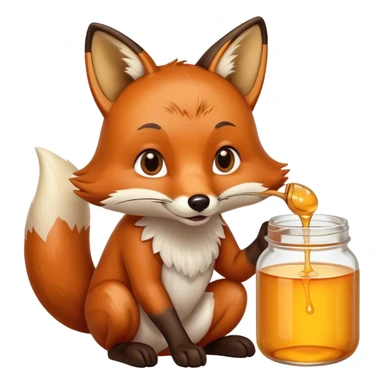 Fox eating honey from a jar sticker