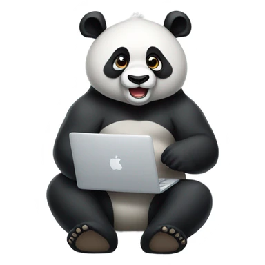 muscle panda bear with macbook sticker