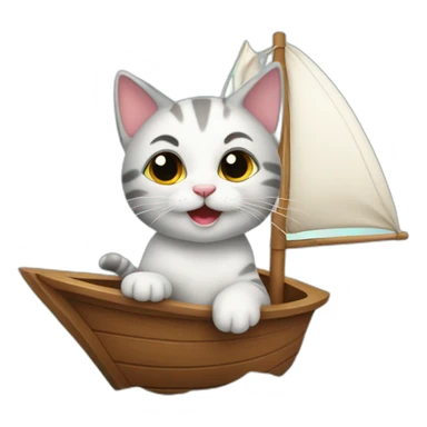Very cute kitten sailing on a boat sticker