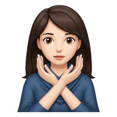 a brunette woman with two hands wrapped around her neck sticker