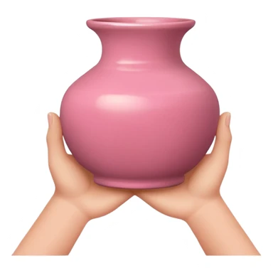 hand holding a finished pink pottery vase or bowl sticker