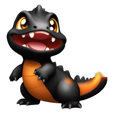 Black Shiny Charmander with a flame on its tail-tip sticker