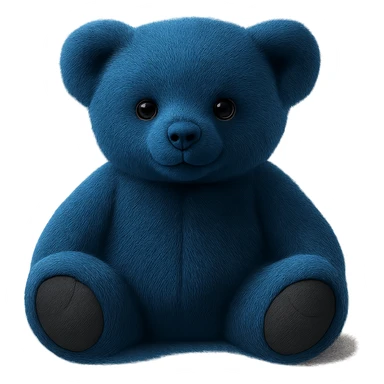 Change the teddy bear's fur to a realistic blue color, keep soft lighting and transparent background. The style should maintain a realistic and soft lighting look. sticker