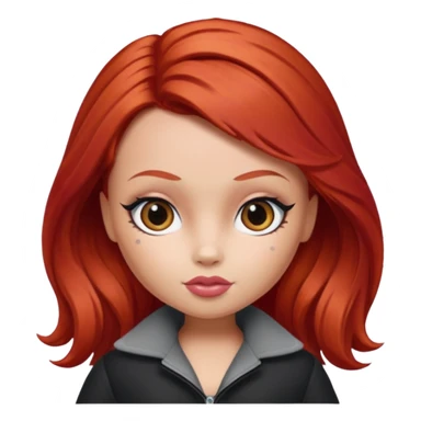 Bratz doll with red hair and a mole sticker