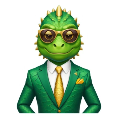 rich capitalist iguana king gold sunglasses sticker