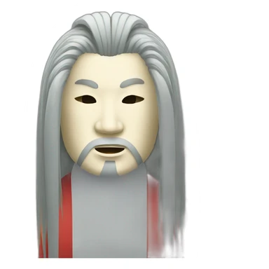 noh-mask-longhair-japanese-kimono-massive-man sticker