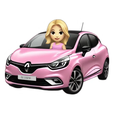 cute blond girl in renault clio pink sticker