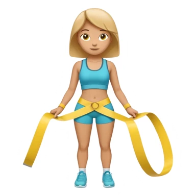 A 3D cartoon person measuring their waist with a yellow tape, casual fitness outfit, Memoji-style realism. sticker
