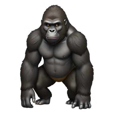 cinematic-gorilla-realistic-full-body-on all fours-emoji,-exuding-strength,-thick-dark-fur-in-the-light,-head-tilted-dramatically,-deep-dark-eyes-filled-with-intense-intelligence,-simplified-yet-realistic-focused-features,-highly-detailed,-glowing-with-an-almost-sarcastic-glow sticker