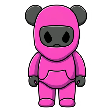Cool Bearbrick toy wearing a pink balaclava with KAWS signature X eyes visible through the mask openings sticker