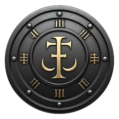 Minimal emoji, gothic metal coin made of black steel, engraved number FORTUNA at the center, ancient industrial aesthetic, worn metal texture, no glow, no neon, flat emoji design, centered, transparent background sticker