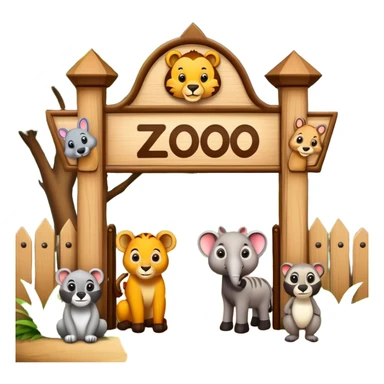 a zoo entrance sign with animals peeking out sticker