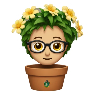 A Harry Potter is sitting in a flower pot sticker