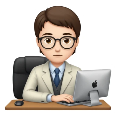 profesor joven usando una computadora  sticker