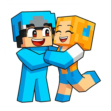 Extract all the individual characters from the image, each as a separate image on a transparent background, keeping the original Minecraft cartoon style and appearance as shown in the reference image. sticker