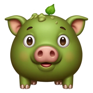 Green pig with big poop sticker