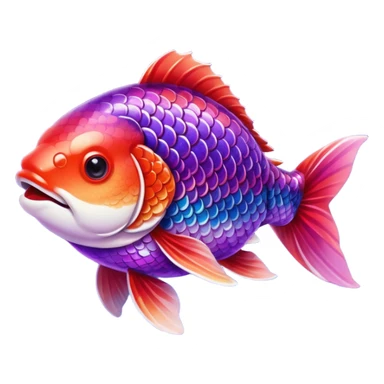 color gradient between red and purple glitter cute happy carp sticker
