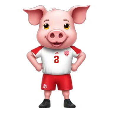 pig with red soccer tshirt standing sticker