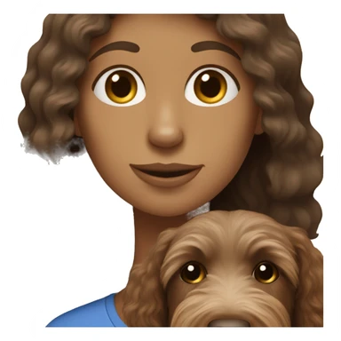 Dark brown labradoodle with brown haired woman sticker